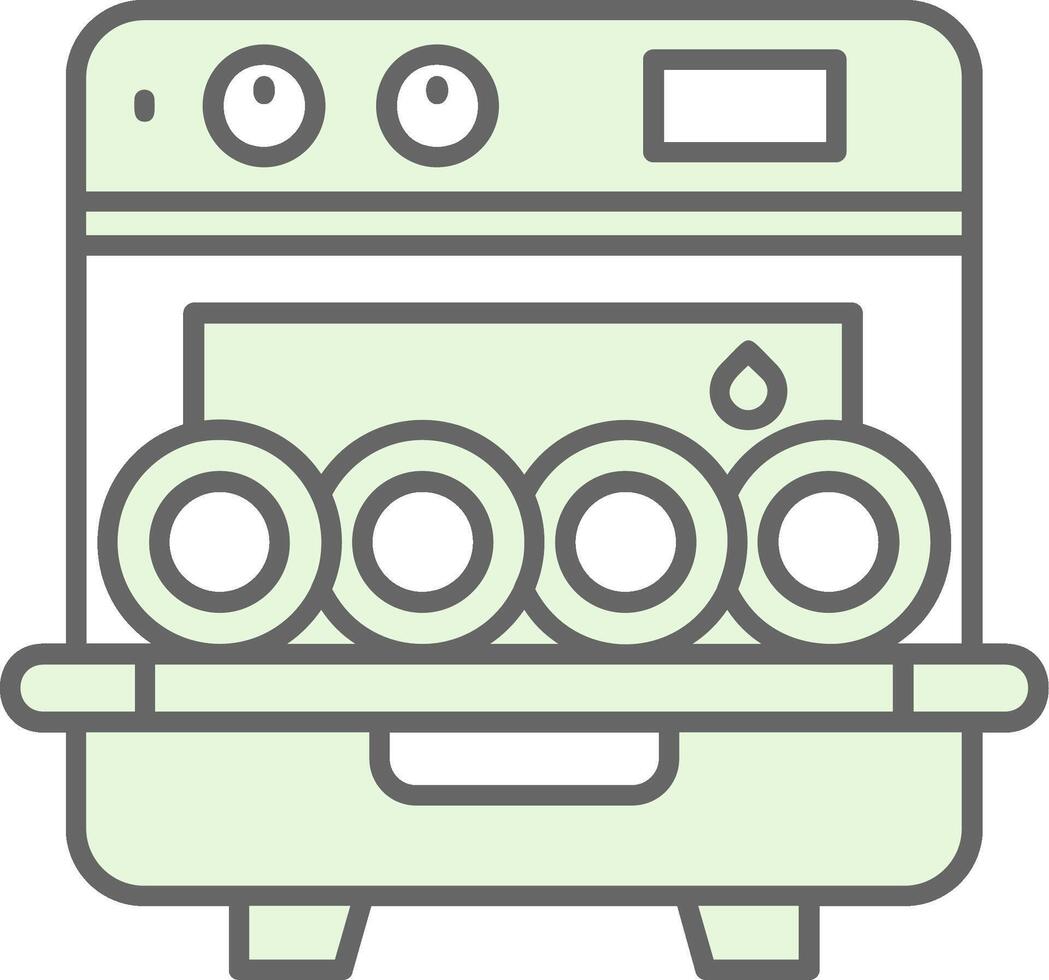 lavavajillas verde ligero relleno icono vector