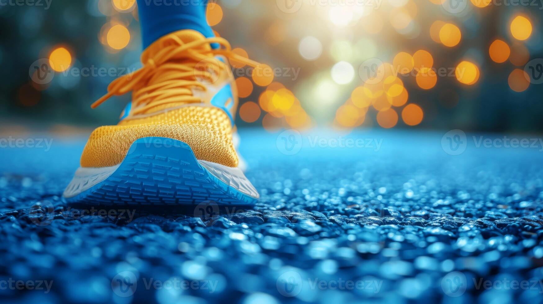 ai generado de cerca de un corredor trotar en el lluvia en un la carretera durante un maratón, generativo ai foto