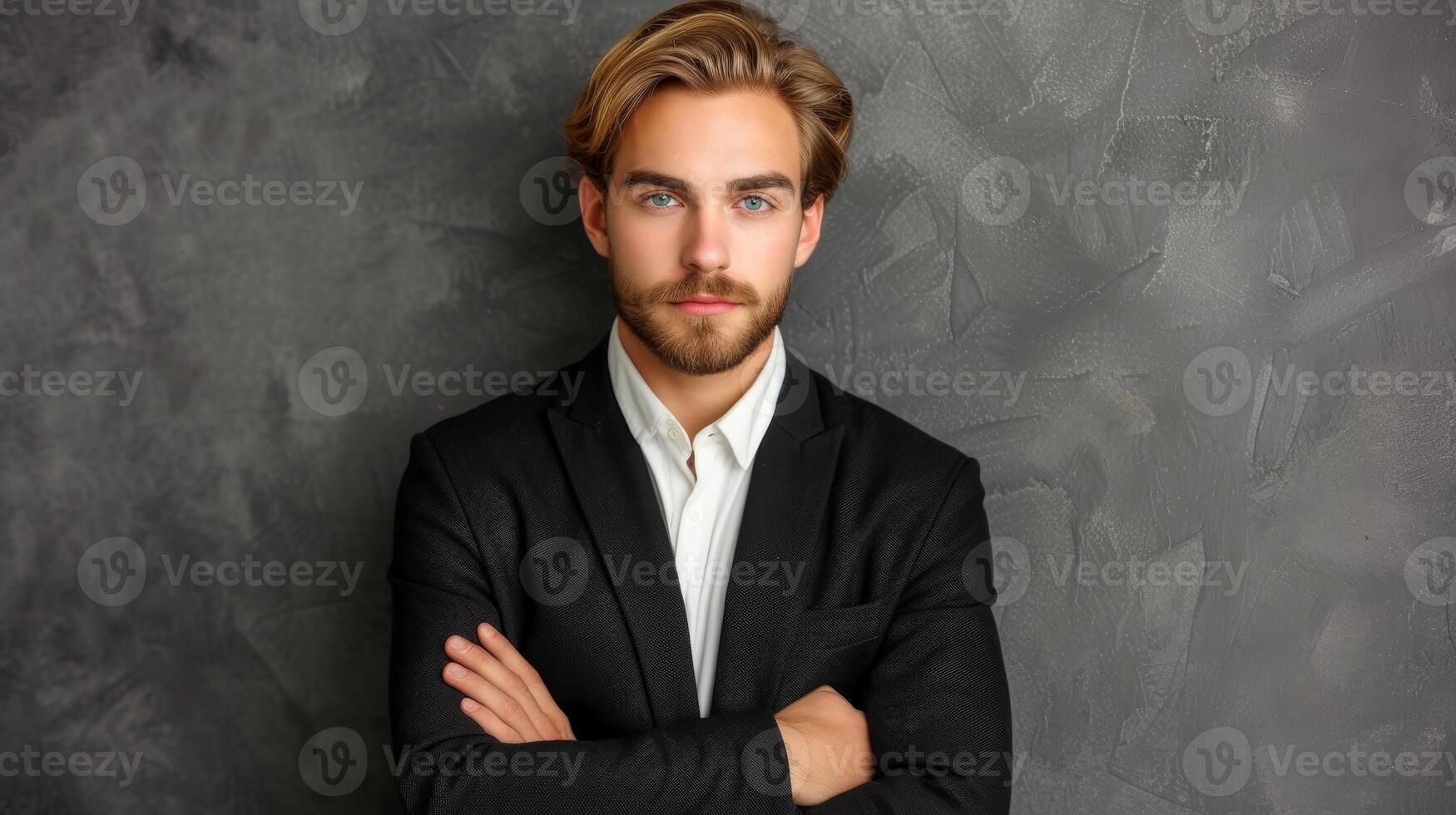 AI generated Close-up, portrait of successful businessman posing, Generative AI photo