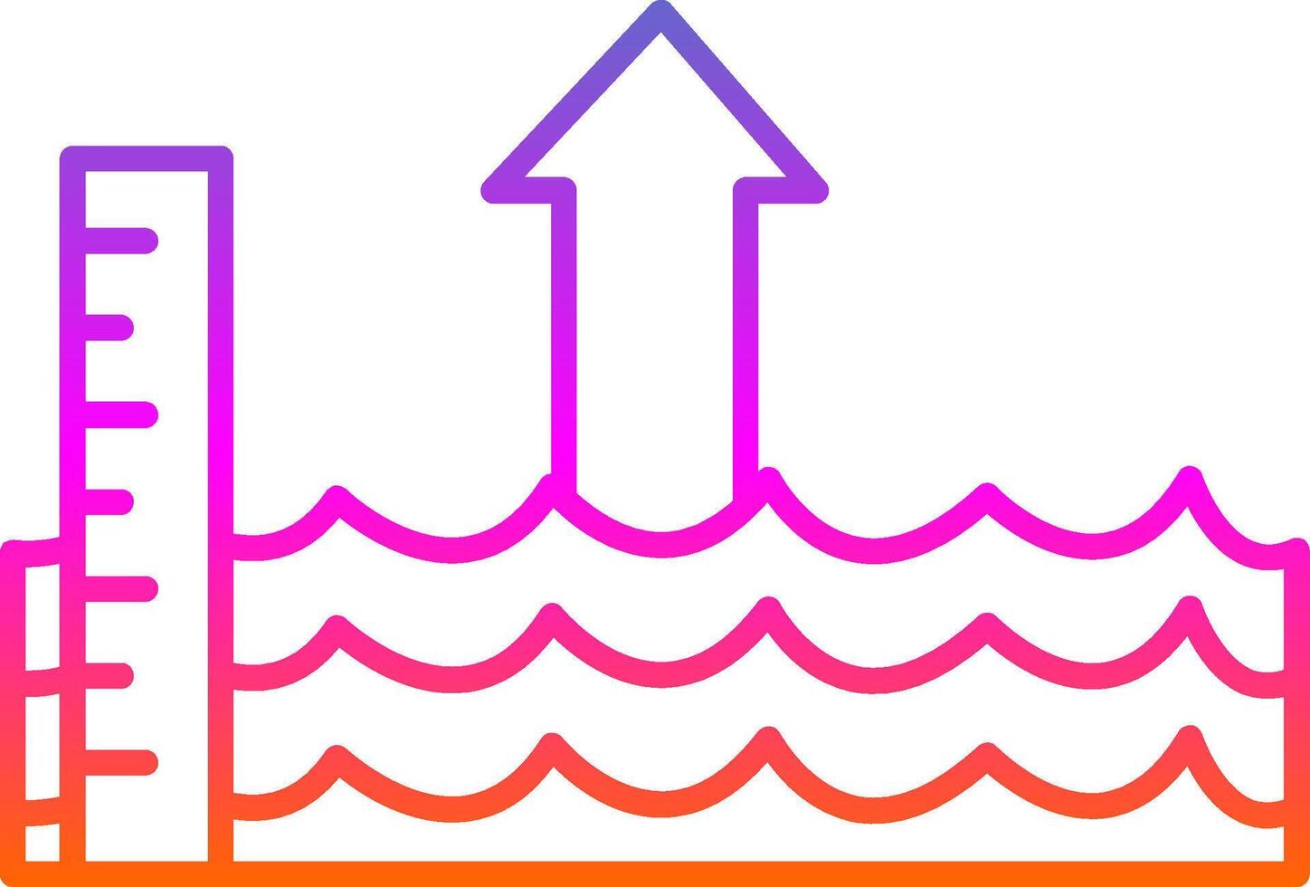 Sea Level Rise Line Gradient Icon vector