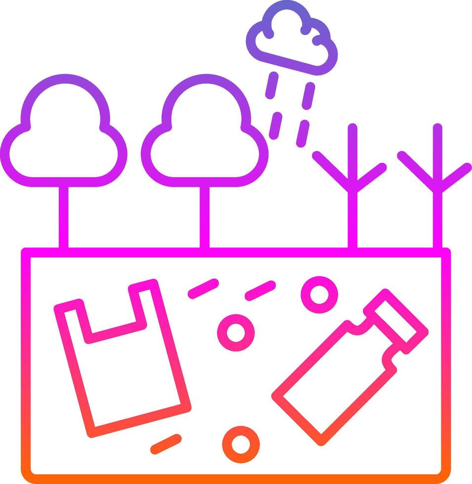 Land Pollution Line Gradient Icon vector