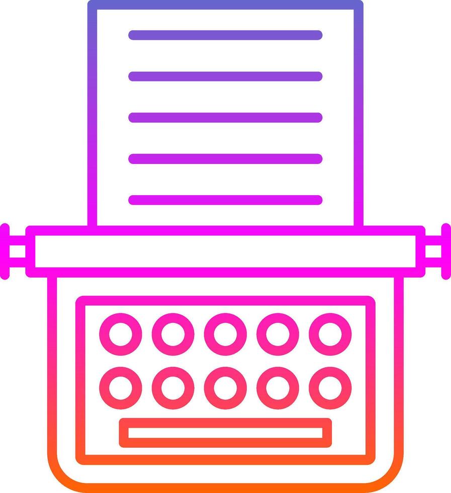 icono de gradiente de línea de máquina de escribir vector