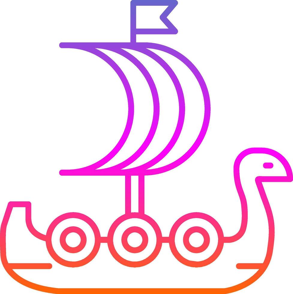 icono de gradiente de línea de barco vikingo vector