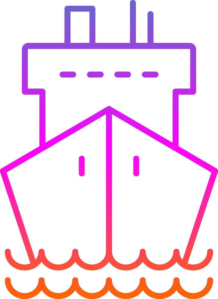 icono de gradiente de línea de barco de carga vector