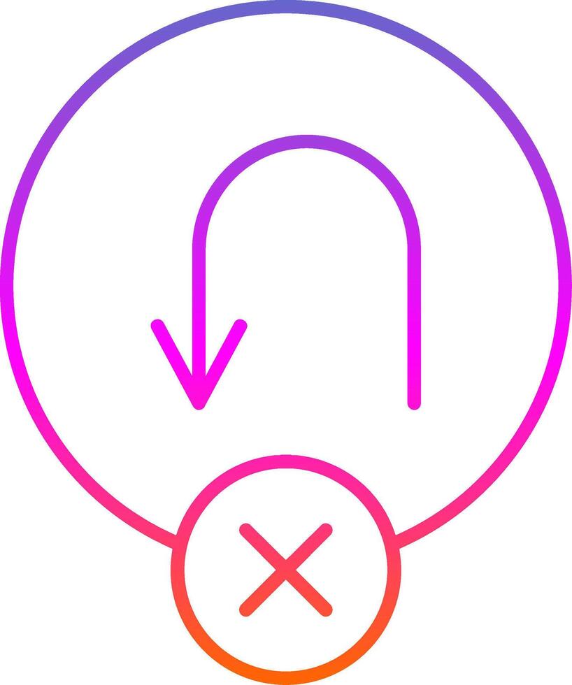 No U Turn Line Gradient Icon vector