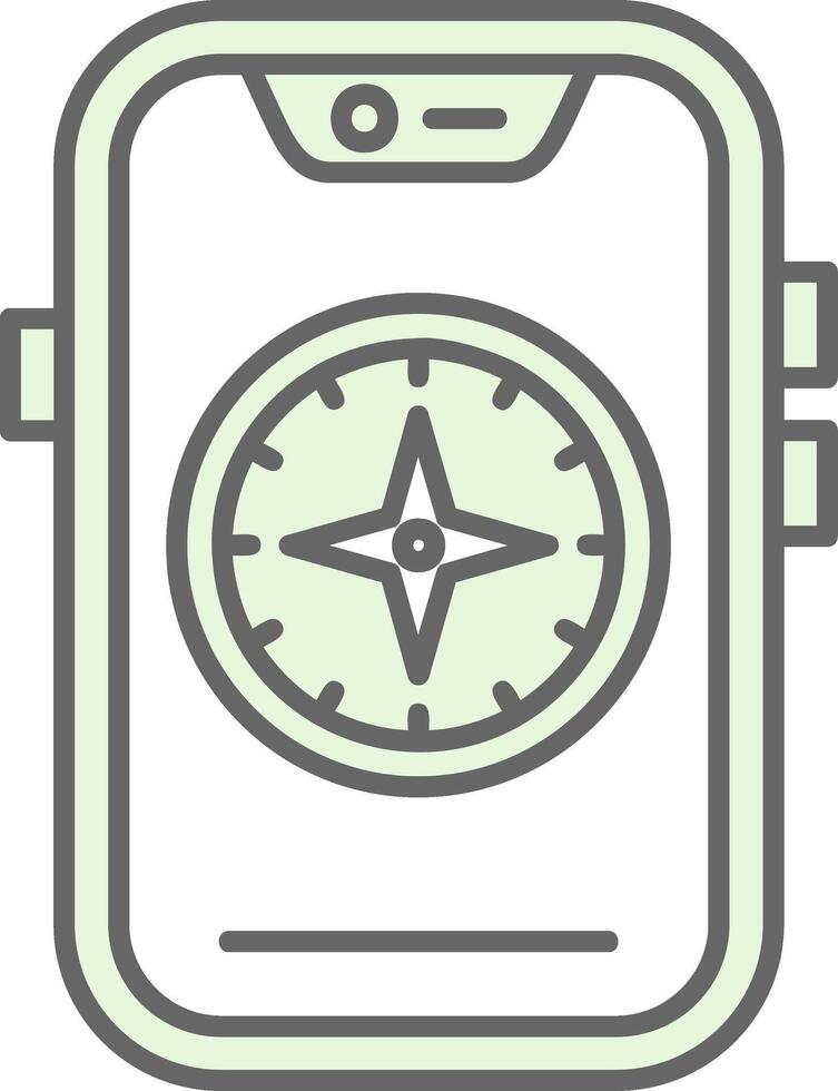 Brújula verde ligero relleno icono vector