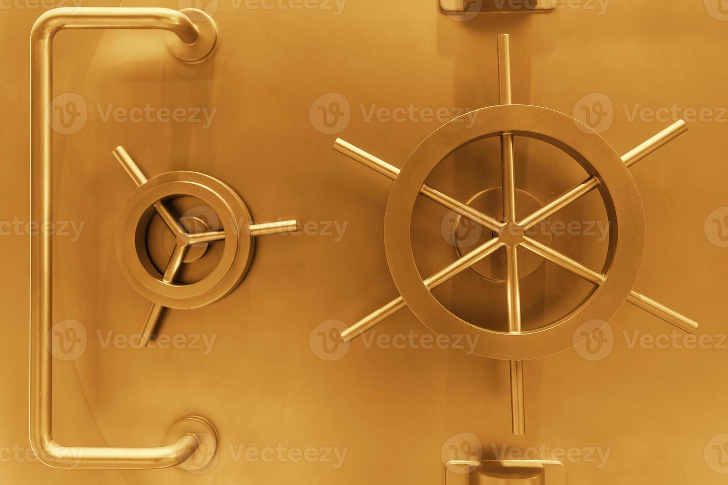 strong room gate door golden color for safety protect valuable in bank background photo