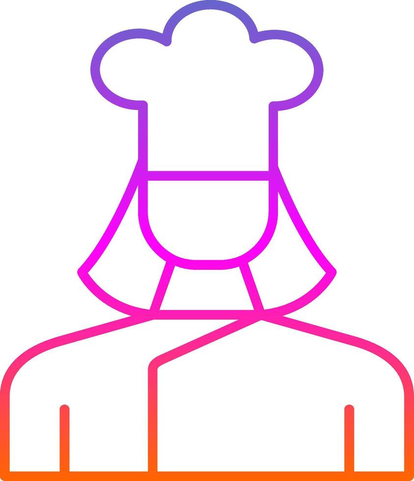 dama cocinero línea degradado icono vector