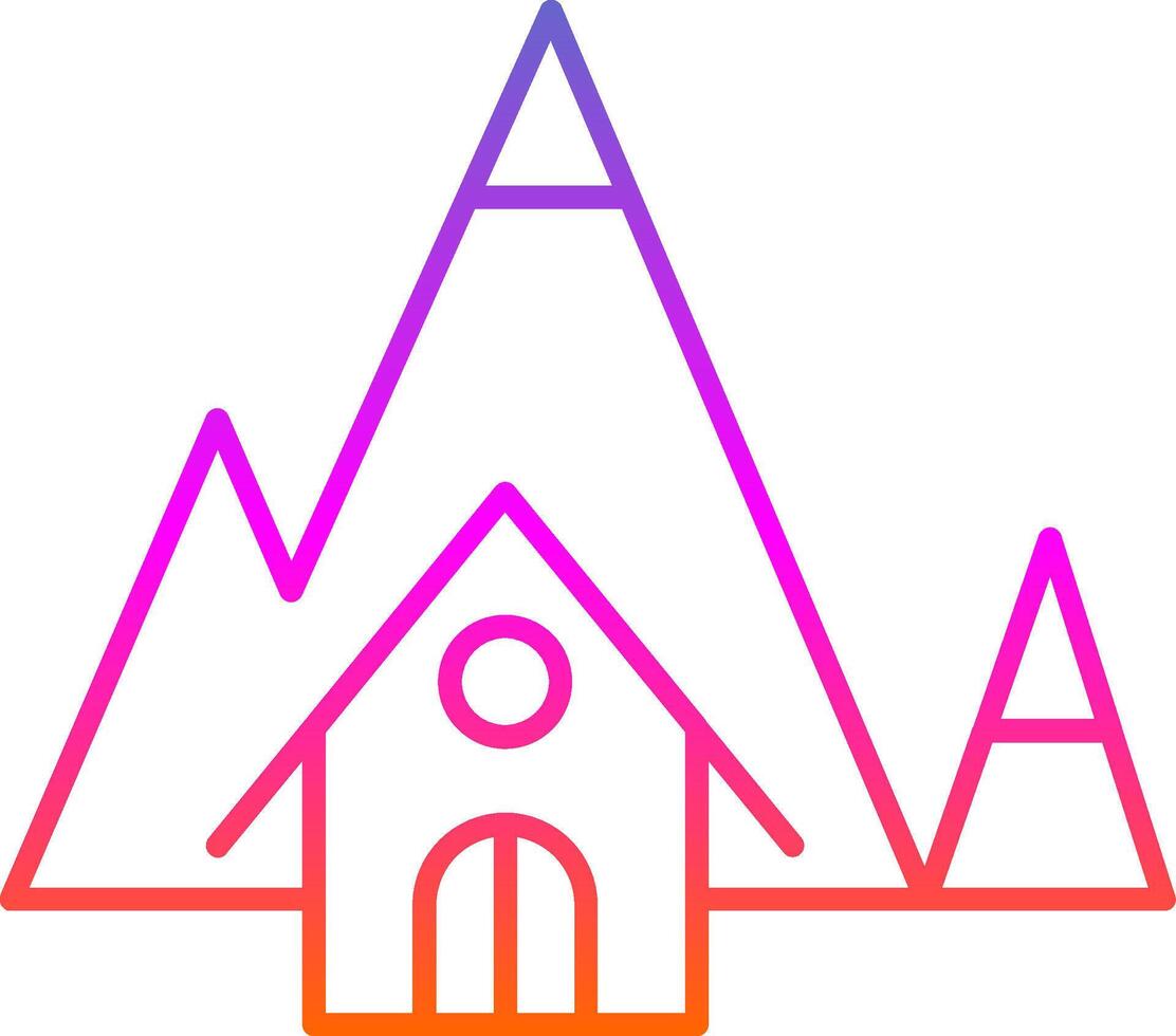 Mountain House Line Gradient Icon vector
