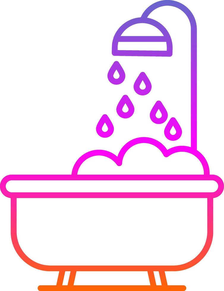 icono de gradiente de línea de bañera vector