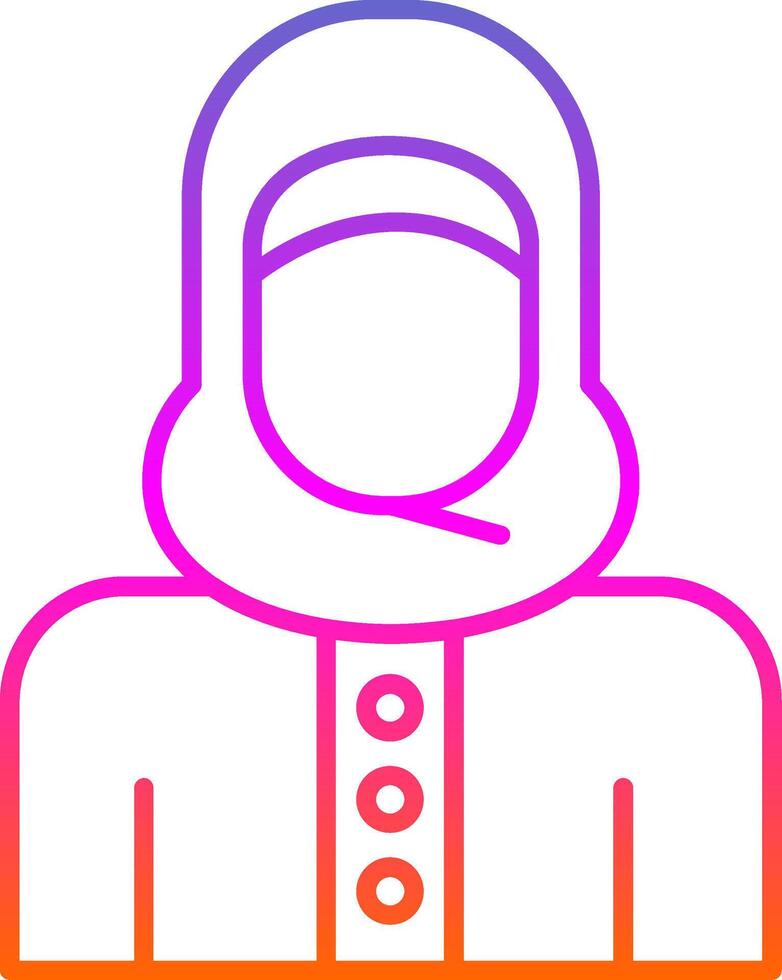 islámico mujer línea degradado icono vector