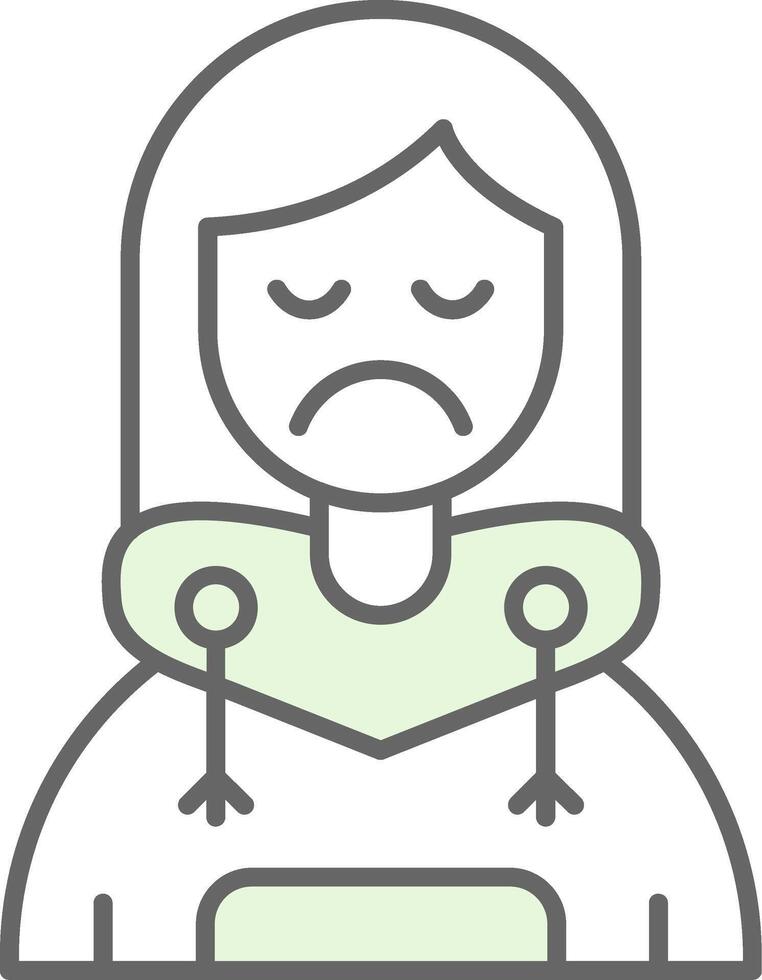 triste verde ligero relleno icono vector