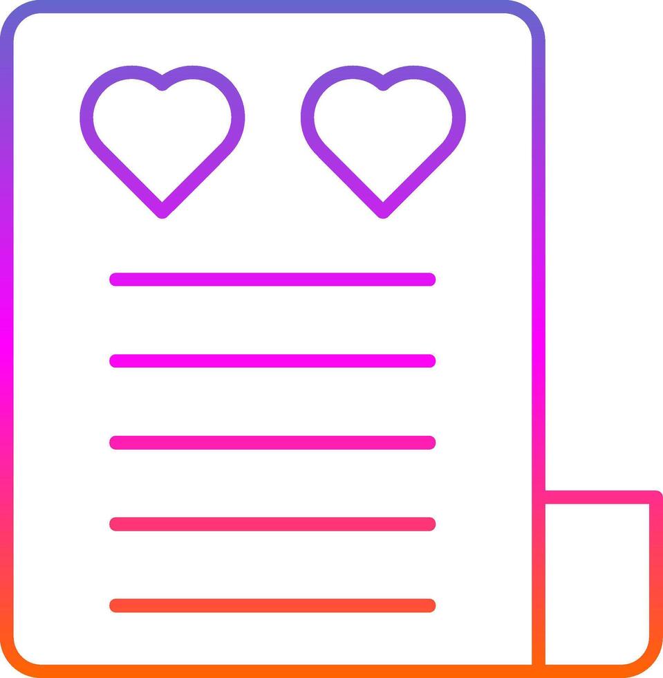 icono de degradado de línea de carta de amor vector