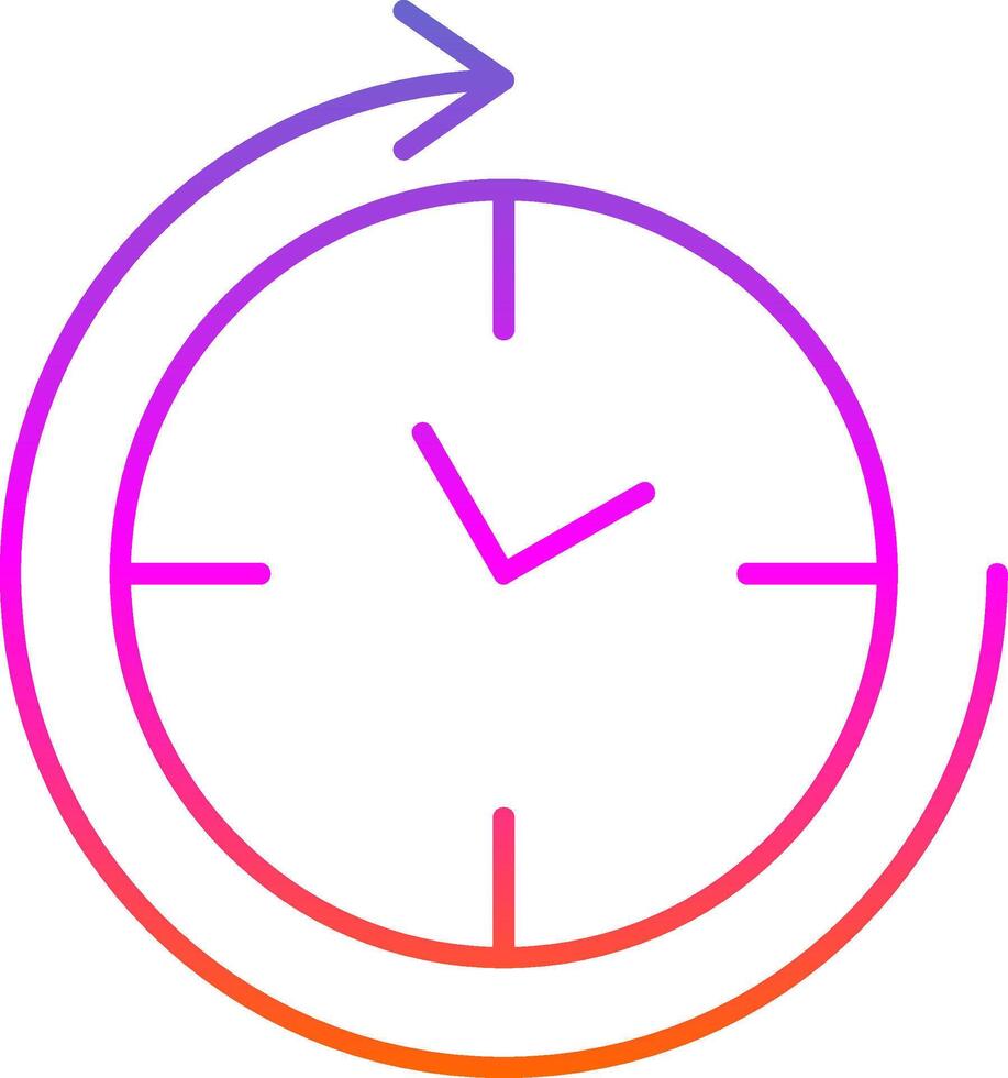 agujas del reloj línea degradado icono vector