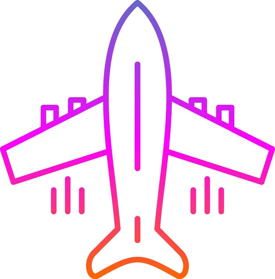 volador avión línea degradado icono vector