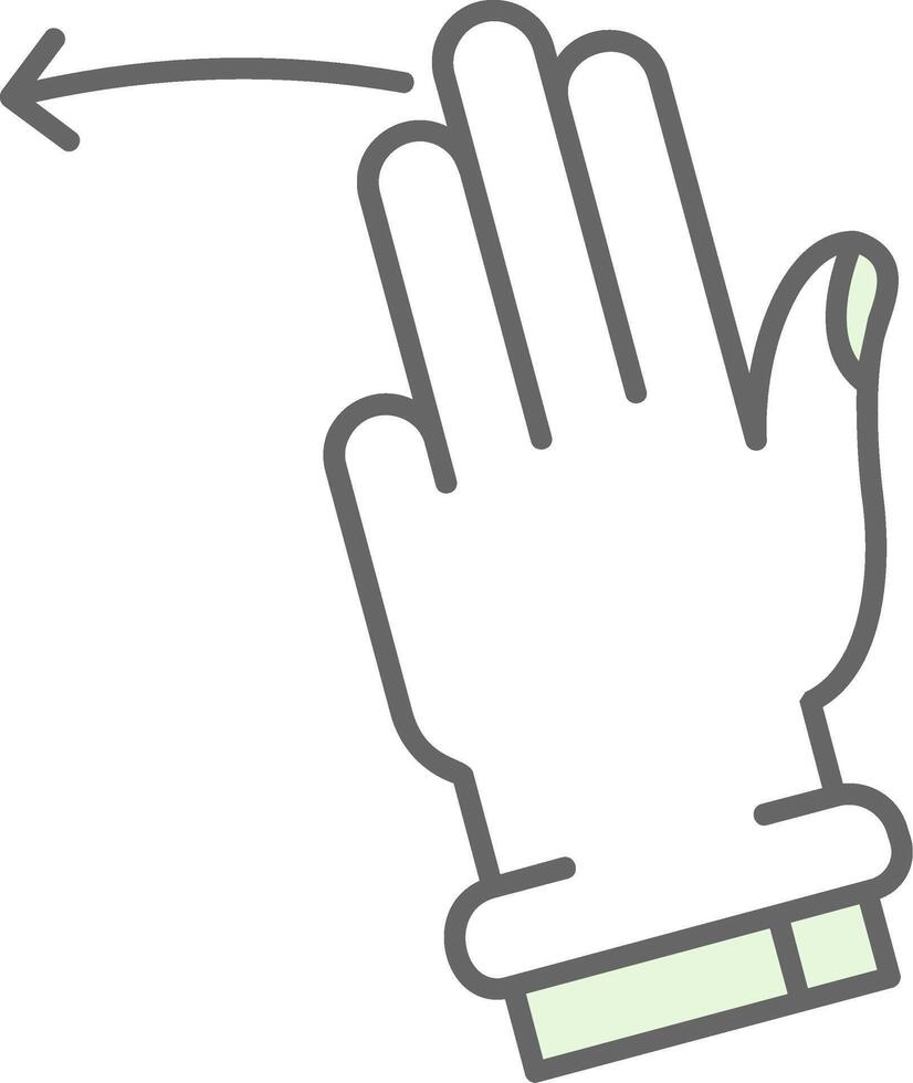 Tres dedos izquierda verde ligero relleno icono vector