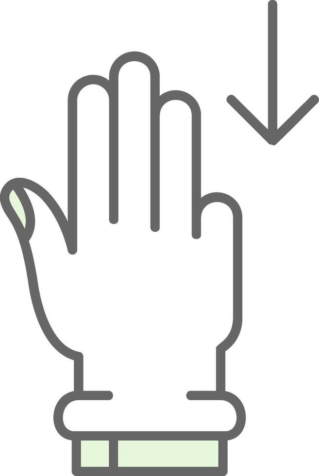 Tres dedos abajo verde ligero relleno icono vector
