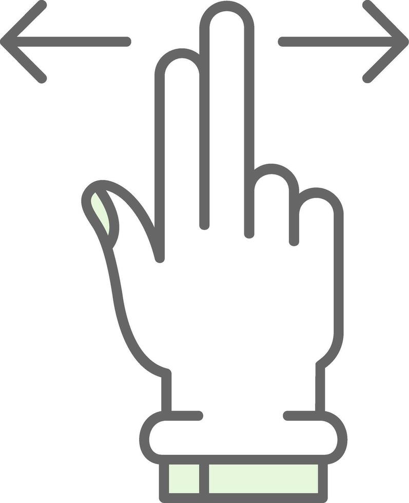 dos dedos horizontal Desplazarse verde ligero relleno icono vector