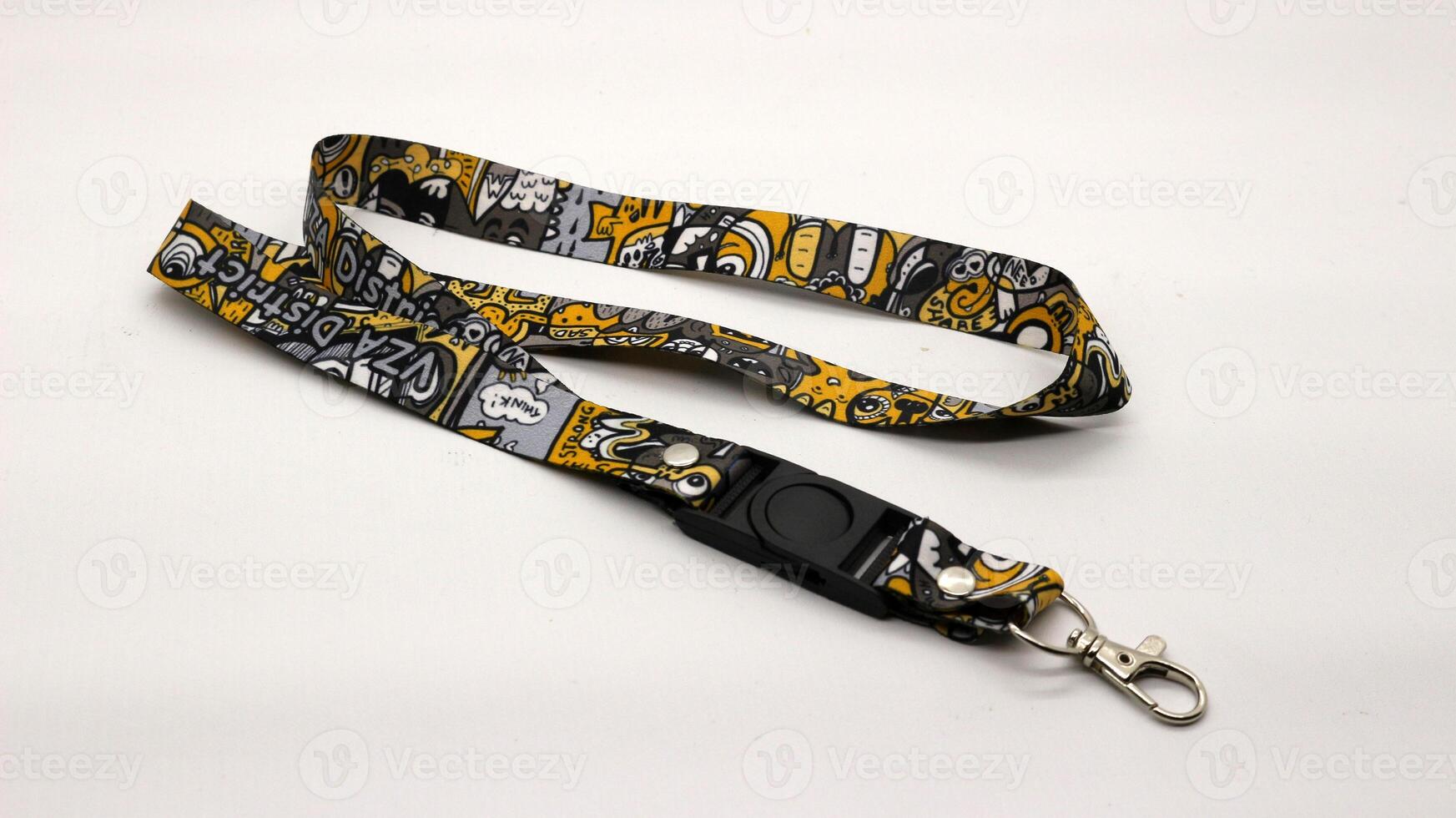 Cool yellow lanyard isolated photo