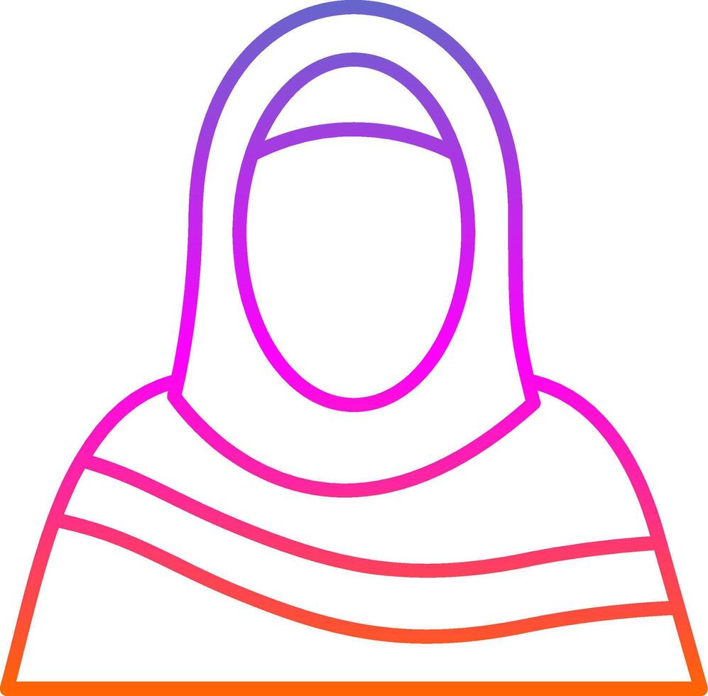 musulmán mujer línea degradado icono vector