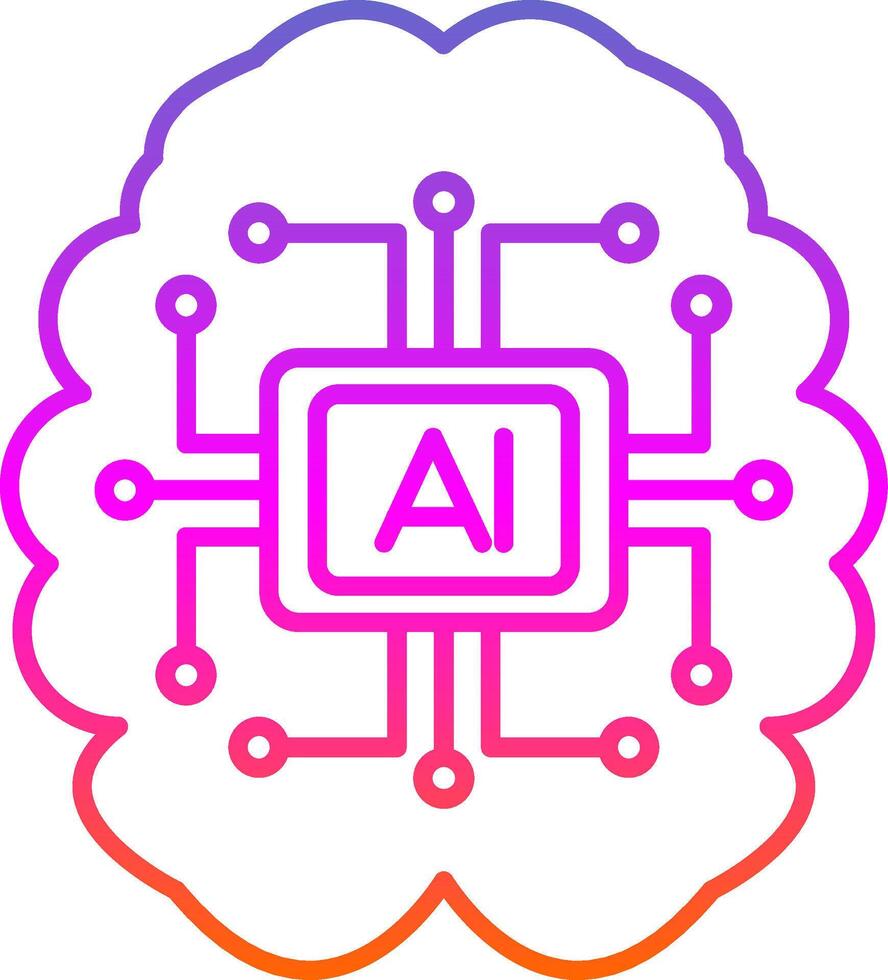 icono de gradiente de línea de inteligencia artificial vector