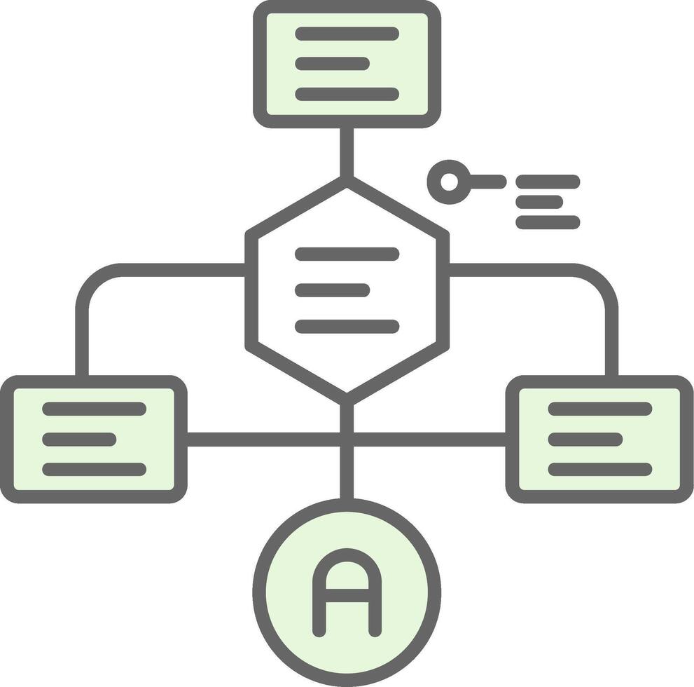 diagrama de flujo verde ligero relleno icono vector