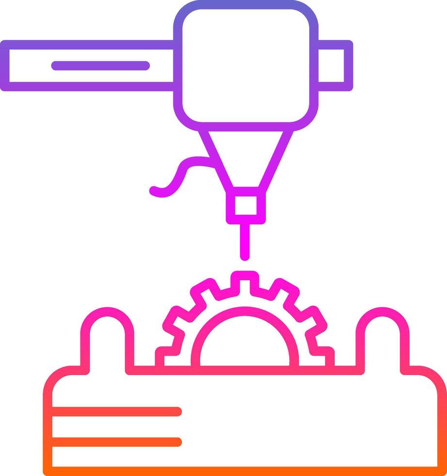 3d Printer Line Gradient Icon vector