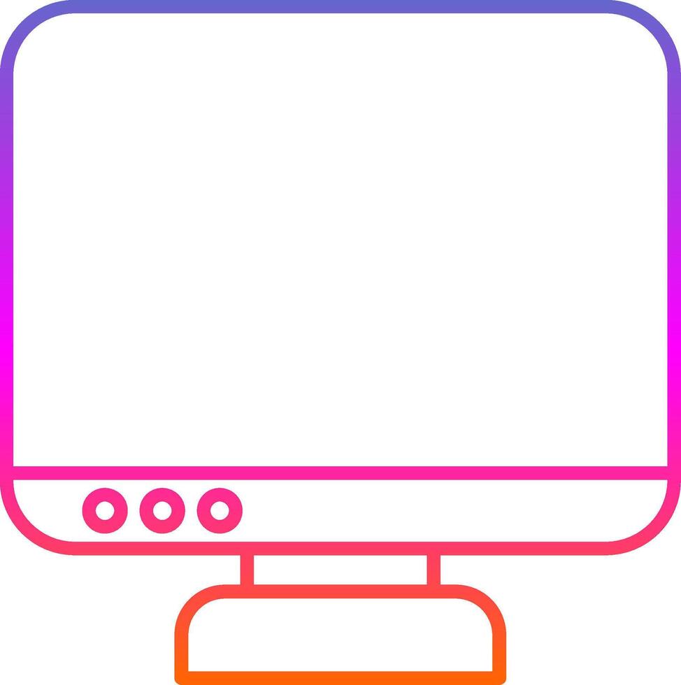 icono de gradiente de línea de monitor vector