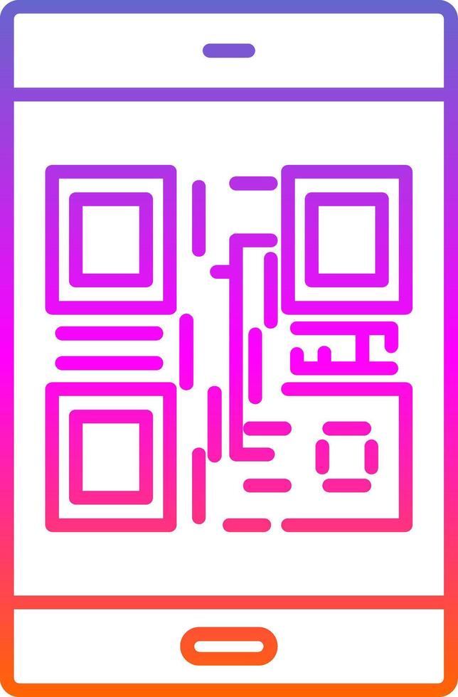 icono de gradiente de línea de código qr vector