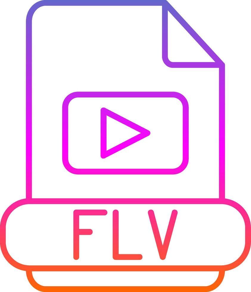 icono de gradiente de línea flv vector