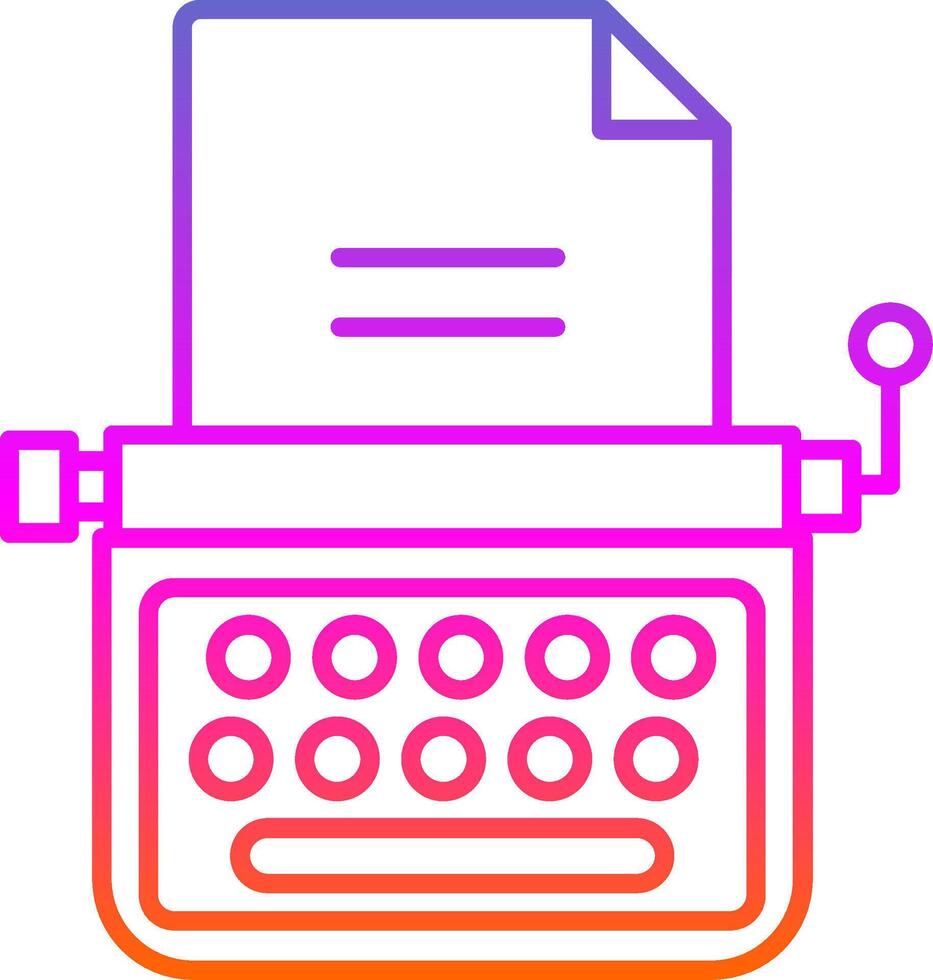 icono de gradiente de línea de máquina de escribir vector