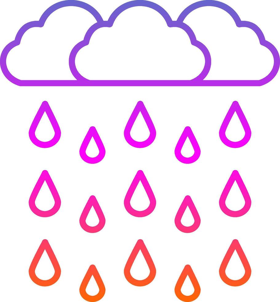 icono de gradiente de línea de lluvia intensa vector