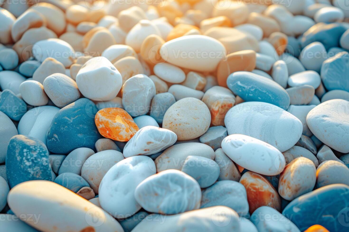 ai generado blanco, azul y naranja guijarros vistoso piedras antecedentes. generativo ai foto