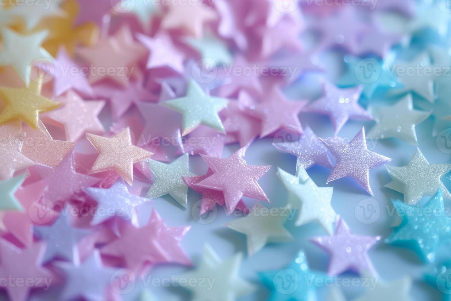 AI generated Pastel colored stars falling from the top. Generative AI photo