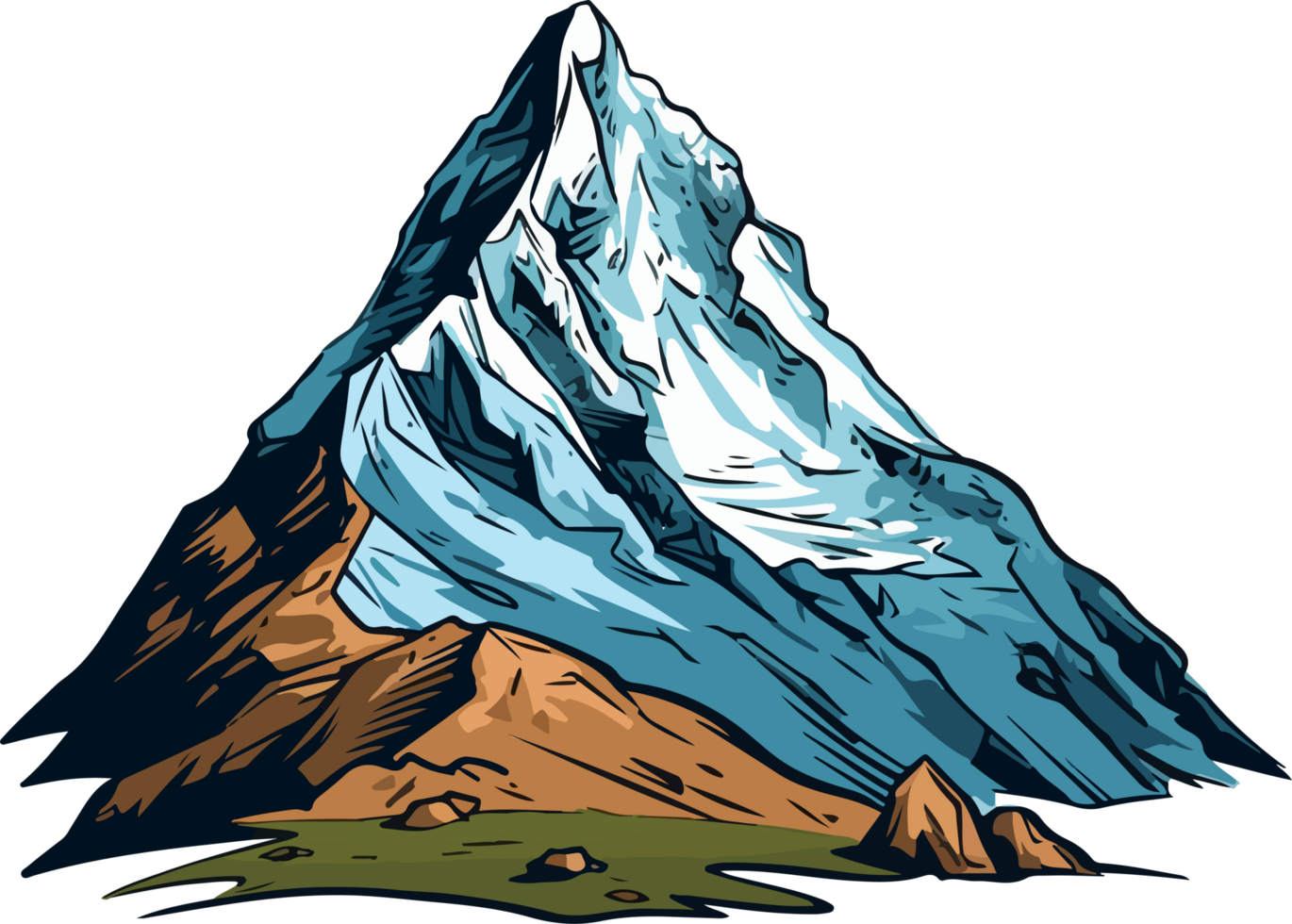AI generated mountain illustration isolated on transparent background. png