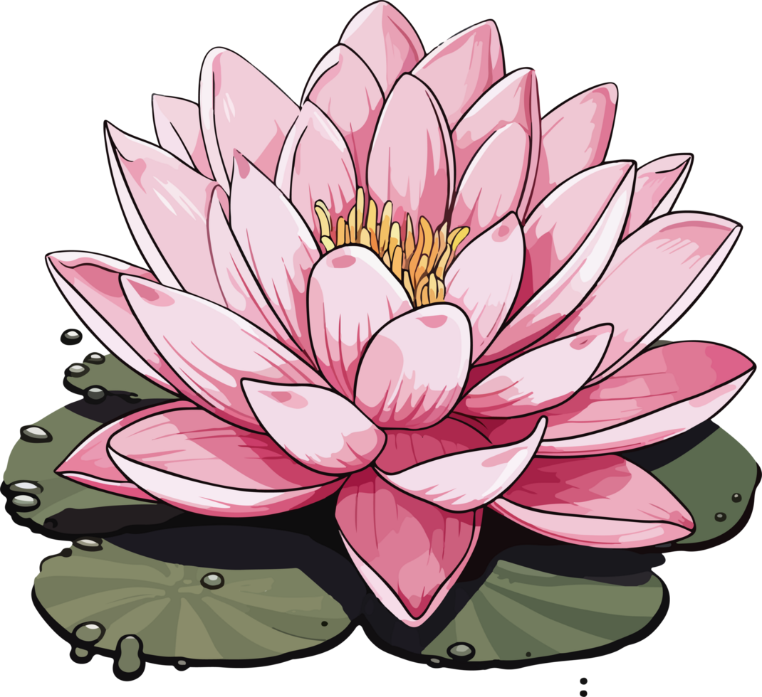 AI generated waterlily illustration isolated on transparent background. png