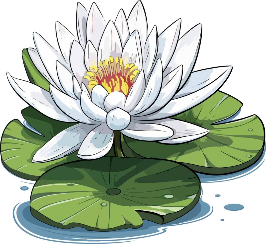 AI generated waterlily illustration isolated on transparent background. png