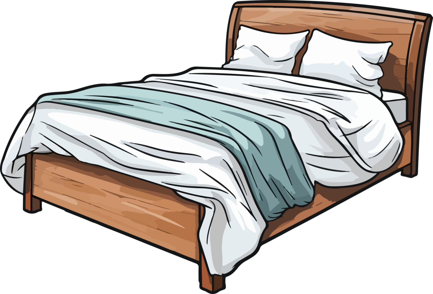 AI generated bed illustration isolated on transparent  background. png