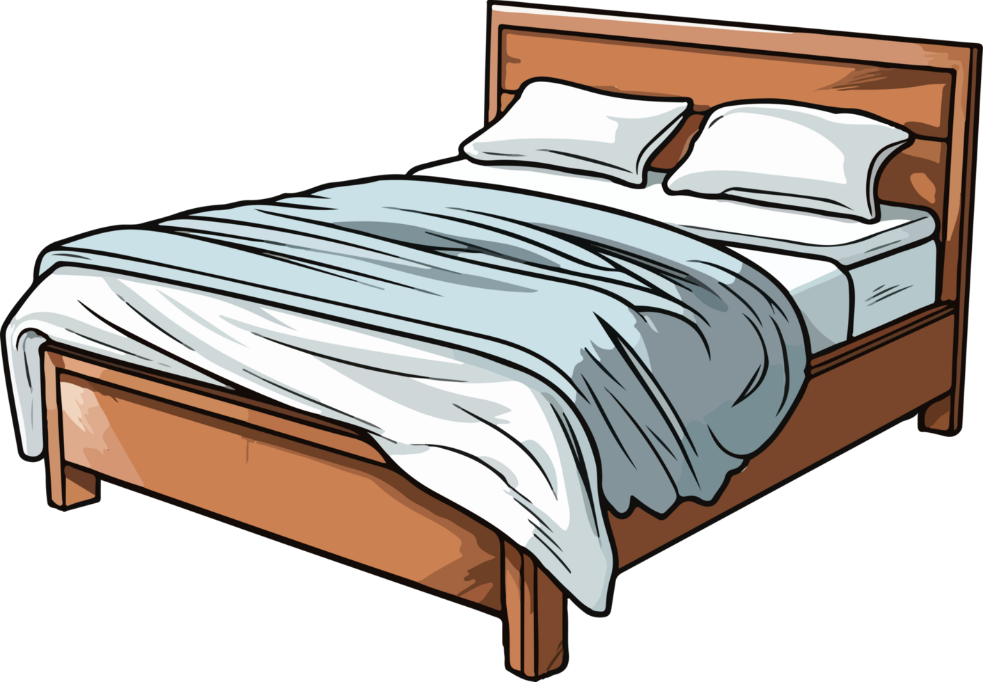 AI generated bed illustration isolated on transparent  background. png