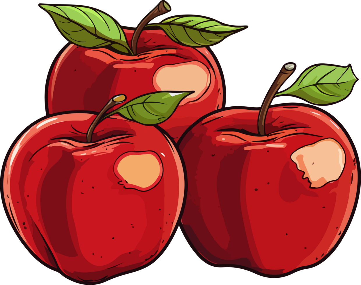 AI generated apple design illustration isolated on transparent background png