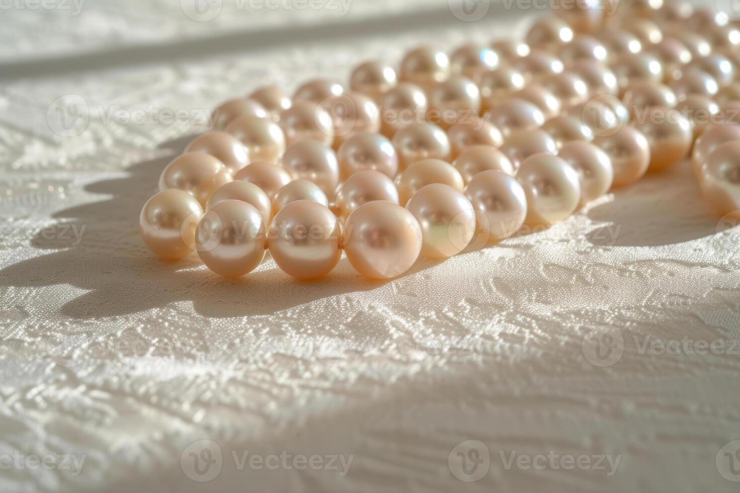 AI generated Pile of pearls. Natural white string of pearls. Generative AI photo
