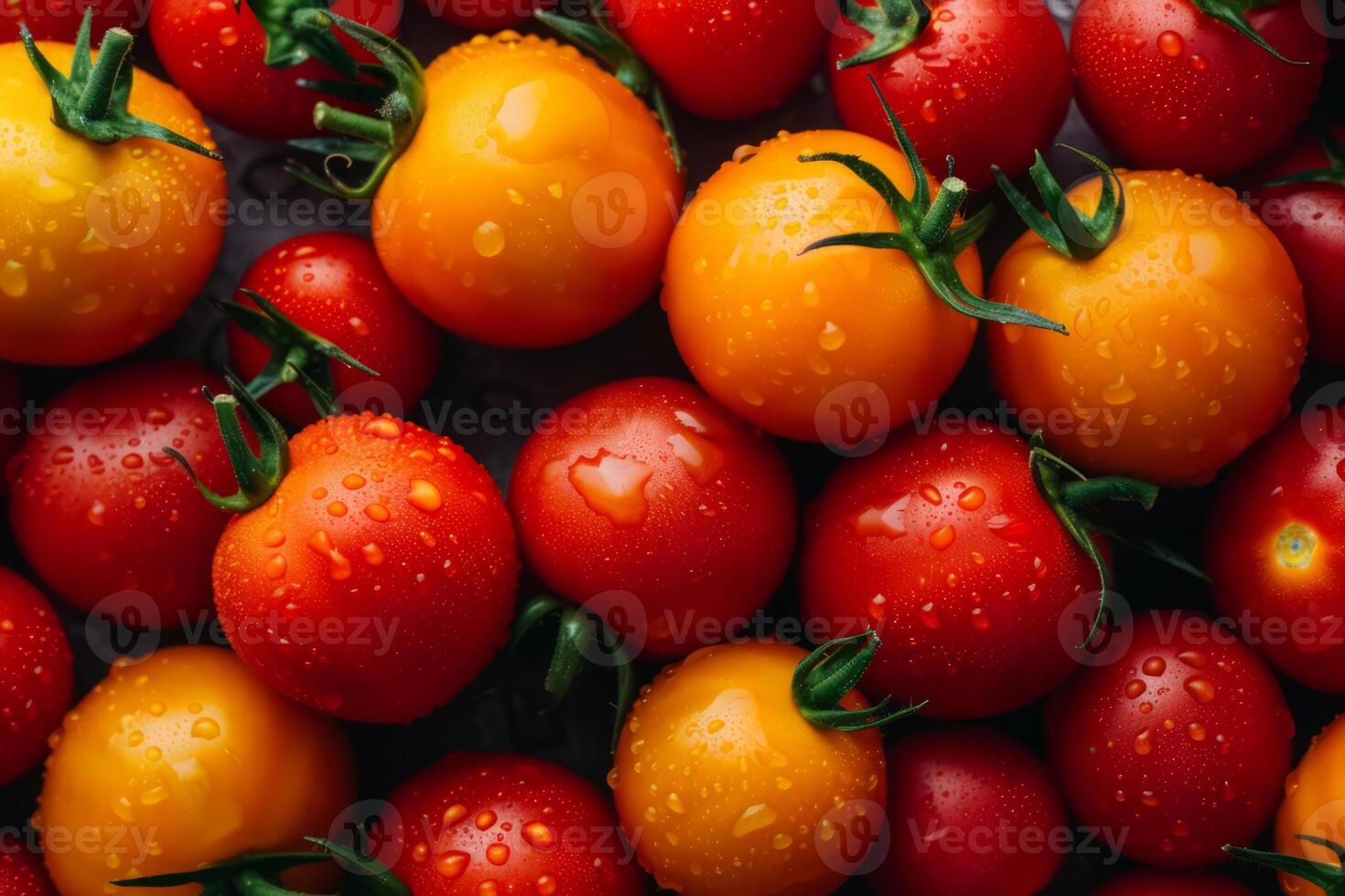 AI generated Fresh red organic tomatoes pattern. Food background. Generative AI photo