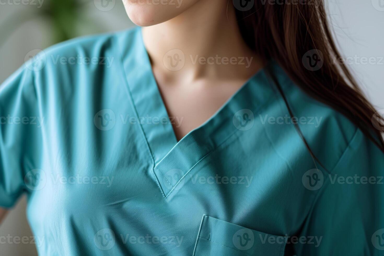 AI generated Medical nurse in blue scrubs. Generative AI photo