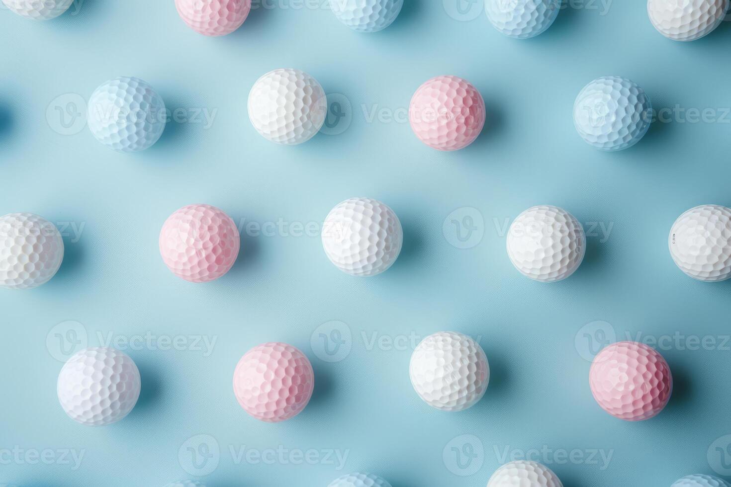 AI generated Golf balls in pastel colors falling down. Generative AI photo