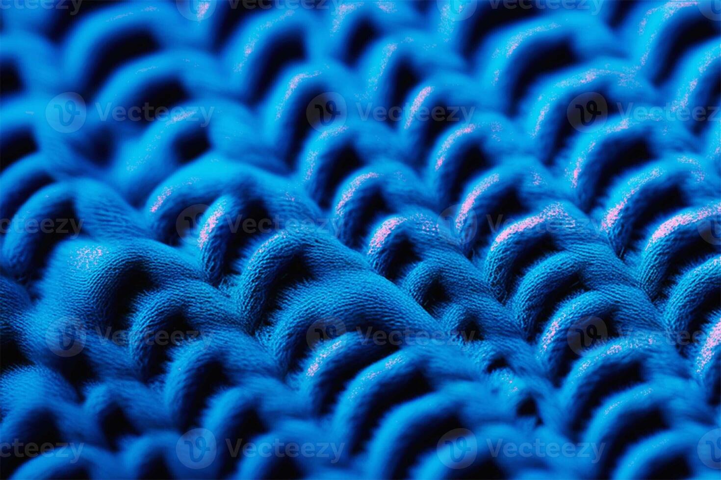 AI generated Texture of knitted fabric of a blue sweater with large loops. Beautiful textured background. photo