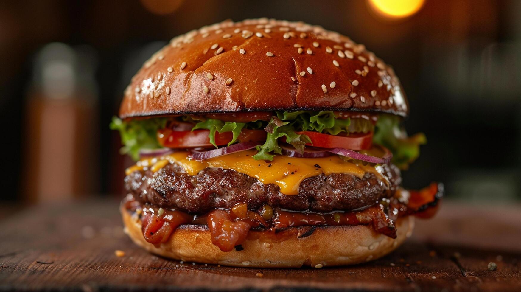 AI generated realistic delicious burger photo