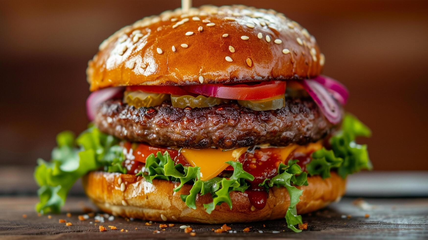 AI generated realistic delicious burger photo