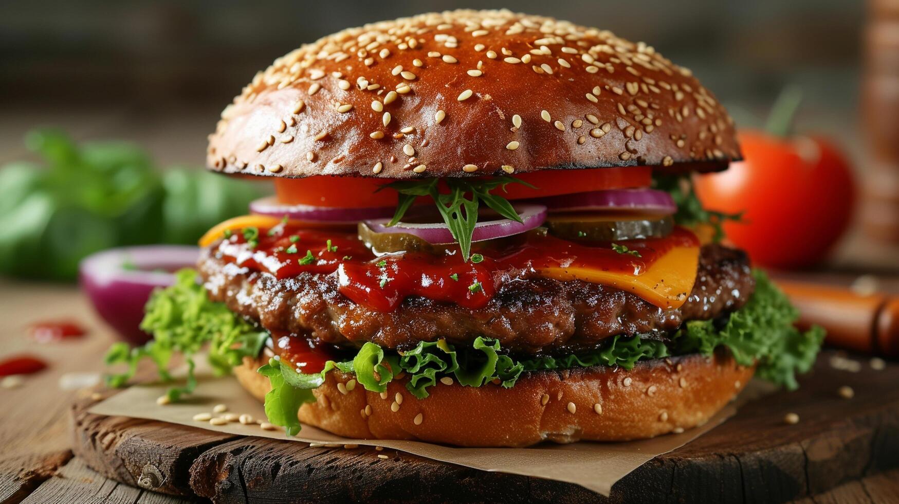 AI generated realistic delicious burger photo