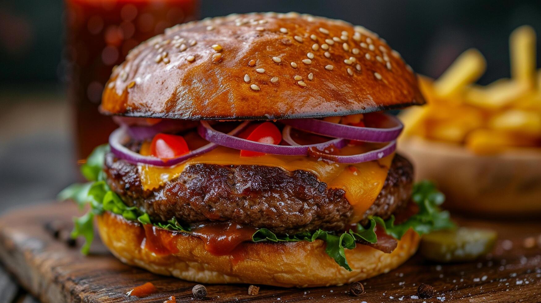 AI generated realistic delicious burger photo