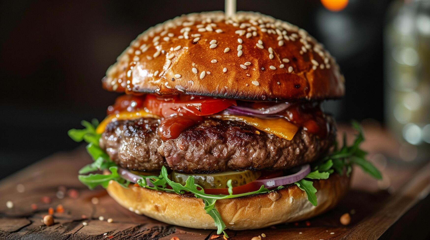 AI generated realistic delicious burger photo